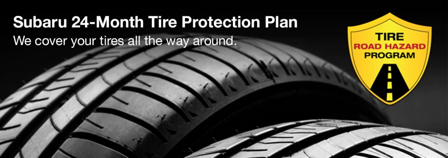 Subaru tire with 24-Month Tire Protection and road hazard program logo. | SubaruDemo1 in Conway NH